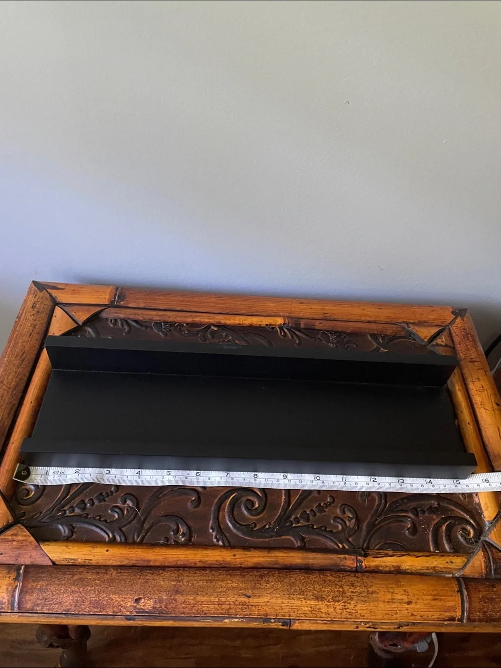 Pair of Black Wooden Shelves
